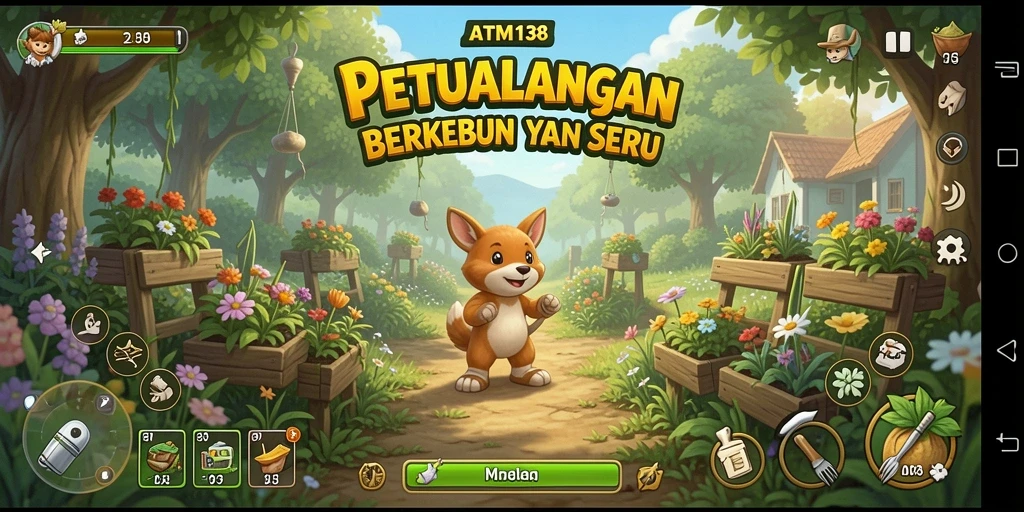 Tampilan gameplay <strong>ATM138</strong> yang menarik dengan beragam aktivitas berkebun.