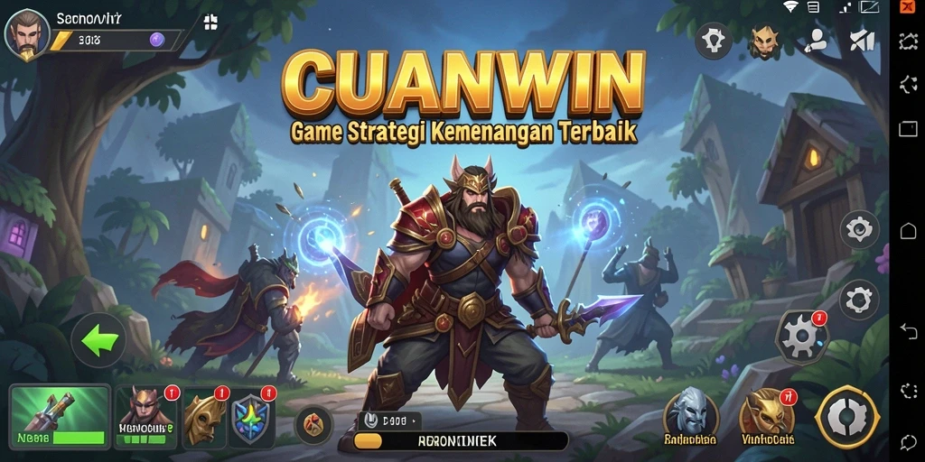 Tangkapan layar utama CUANWIN menampilkan strategi dan pertempuran yang intens.