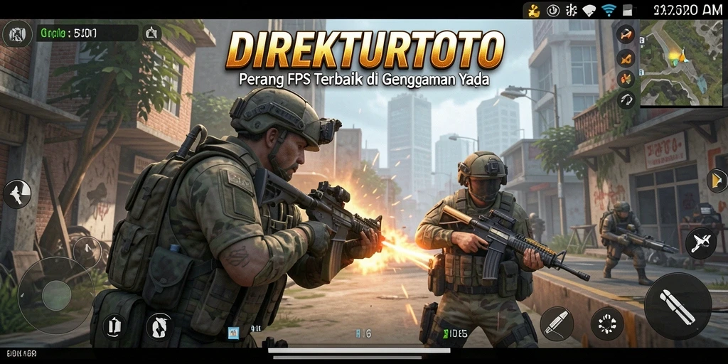 Screenshot gameplay <strong>DIREKTURTOTO</strong> menunjukkan pertempuran intens dari sudut pandang pemain.
