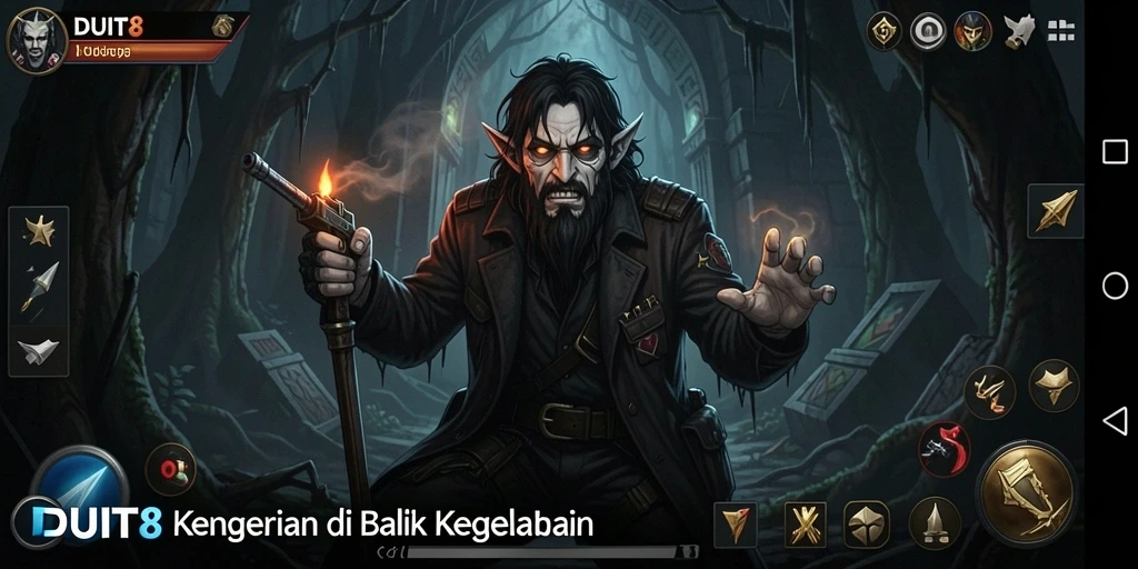 Tangkapan layar menampilkan gameplay menakutkan dalam DUIT8.