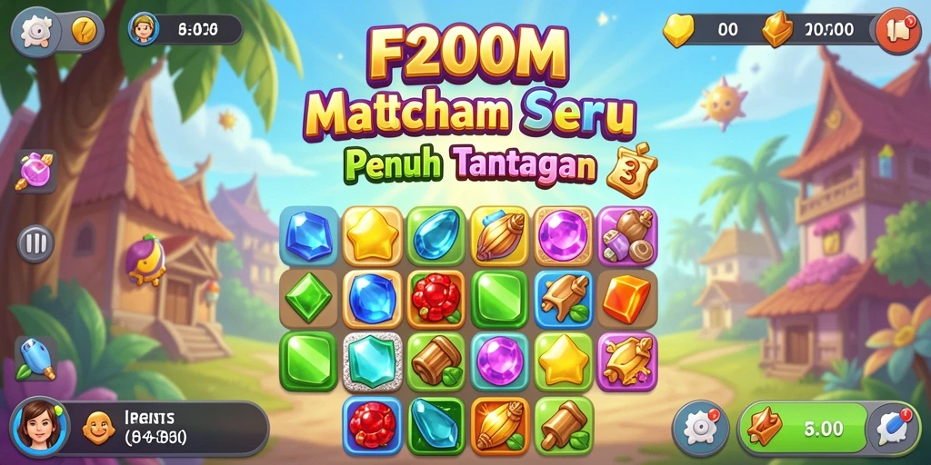 Tampilan gameplay F200M yang seru dan penuh warna.