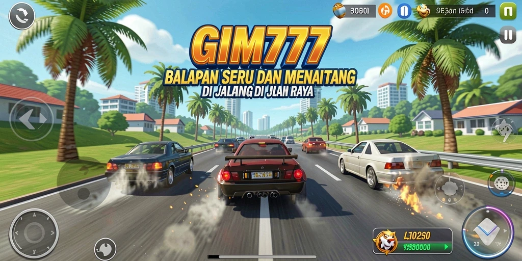 Gameplay GIM777 yang mendebarkan dalam aksi balapan.
