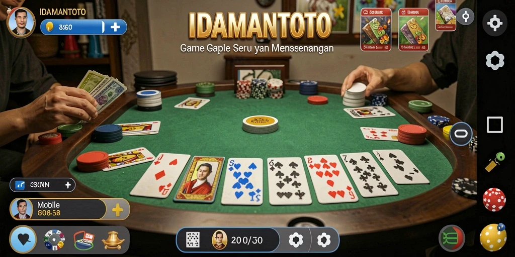 Gameplay seru dalam aplikasi Gaple IDAMANTOTO dengan teman.