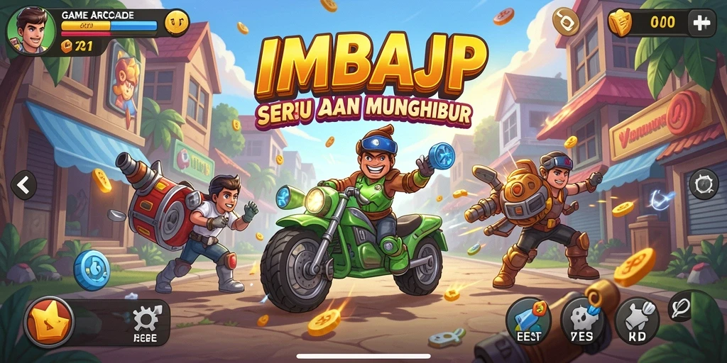 Screenshot utama menunjukkan gameplay seru IMBAJP dengan grafis cerah.