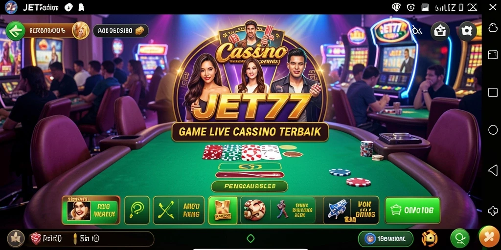 Tampilan gameplay Live Casino JET77 yang mendebarkan dan interaktif.