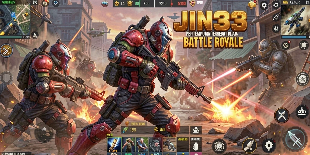 Gameplay seru dari JIN33 di arena Battle Royale.