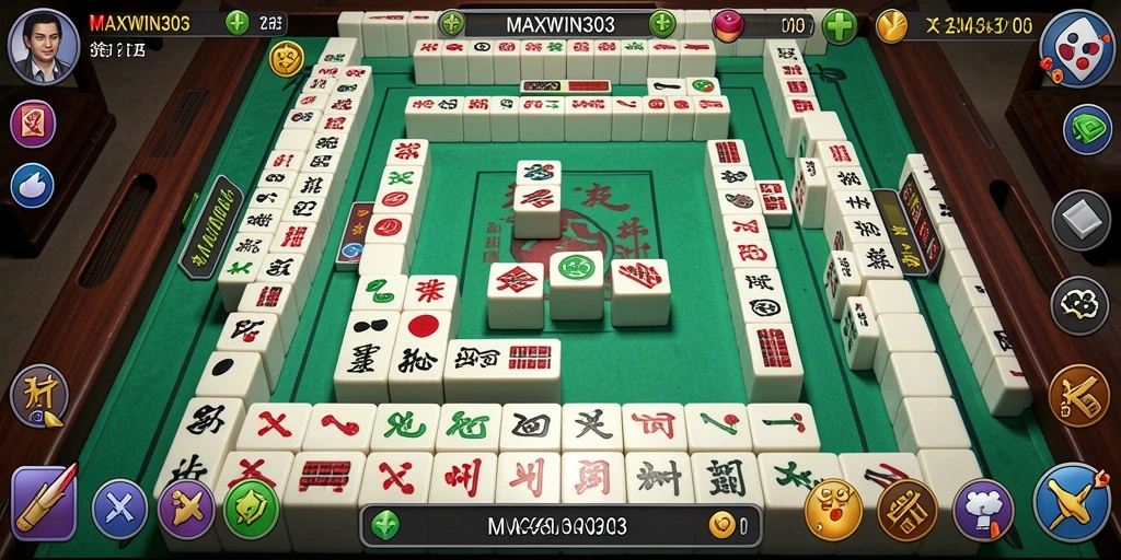 Tampak layar gameplay MAXWIN303 yang menampilkan papan Mahjong yang rapi.