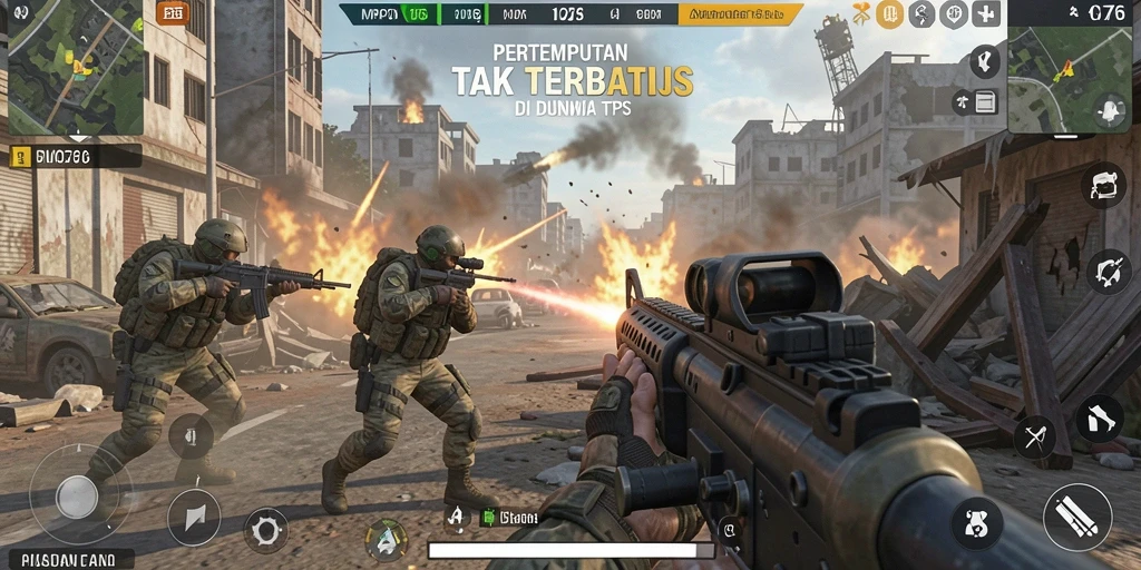 Tampilan gameplay mendebarkan dengan aksi tembak-menembak intens di MPO76.