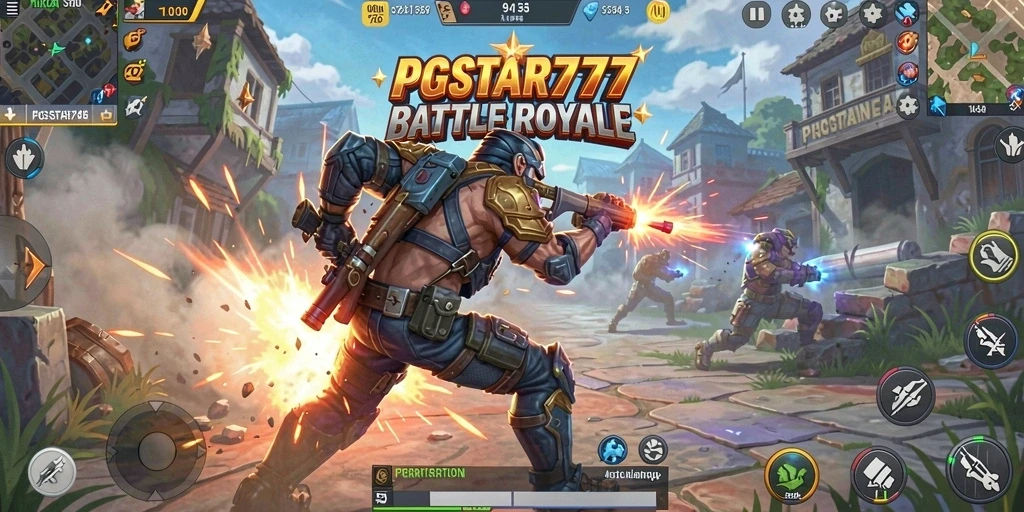 Tampilan gameplay seru PGSTAR777 di arena Battle Royale.