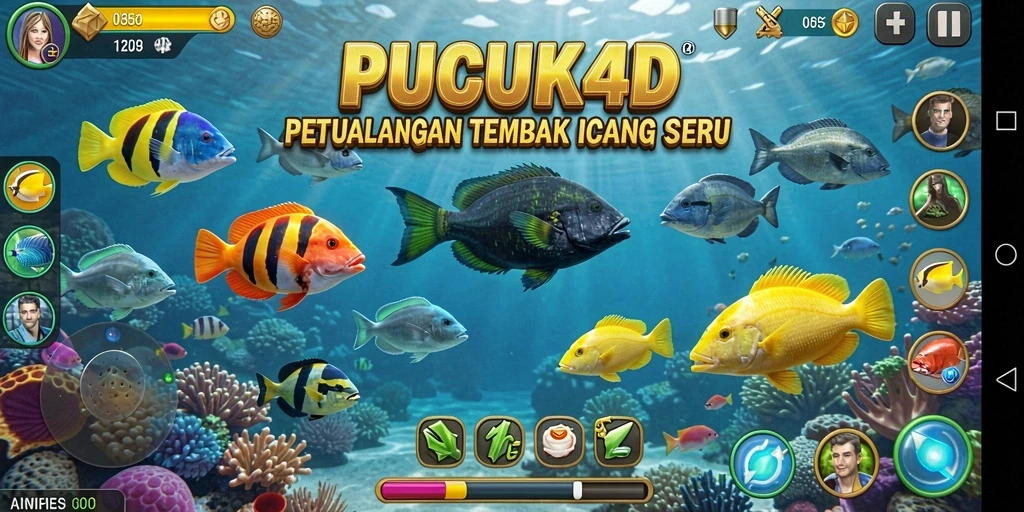 Screenshot gameplay PUCUK4D dengan ikan yang berwarna-warni.