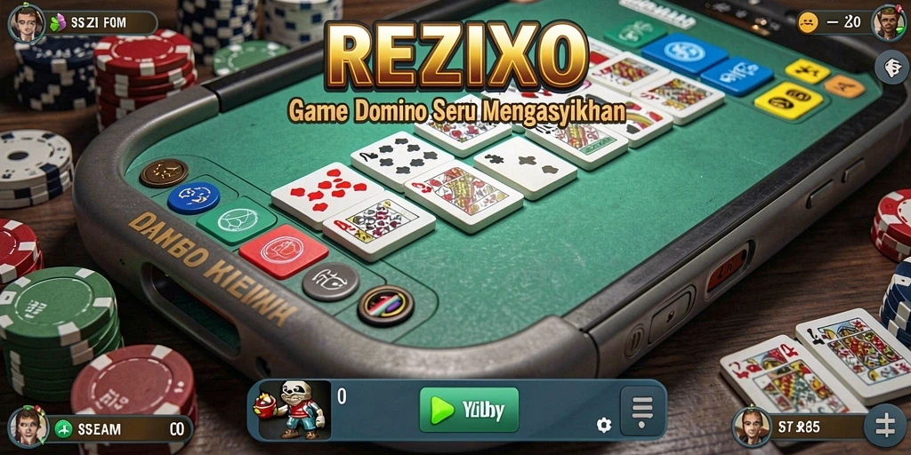Screenshot utama REZIXO menampilkan gameplay seru permainan Domino.