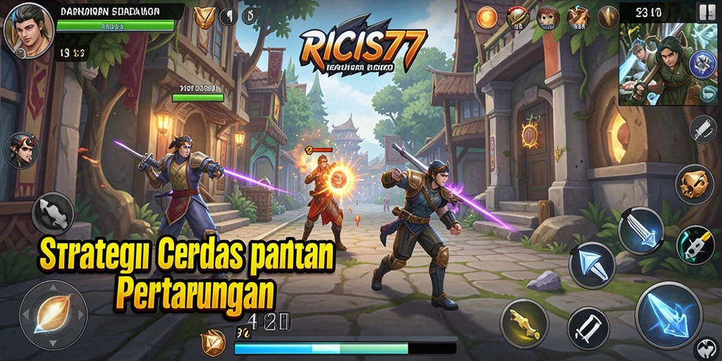 Tangkapan layar gameplay RICIS77 yang menunjukkan pertarungan strategi yang intens.