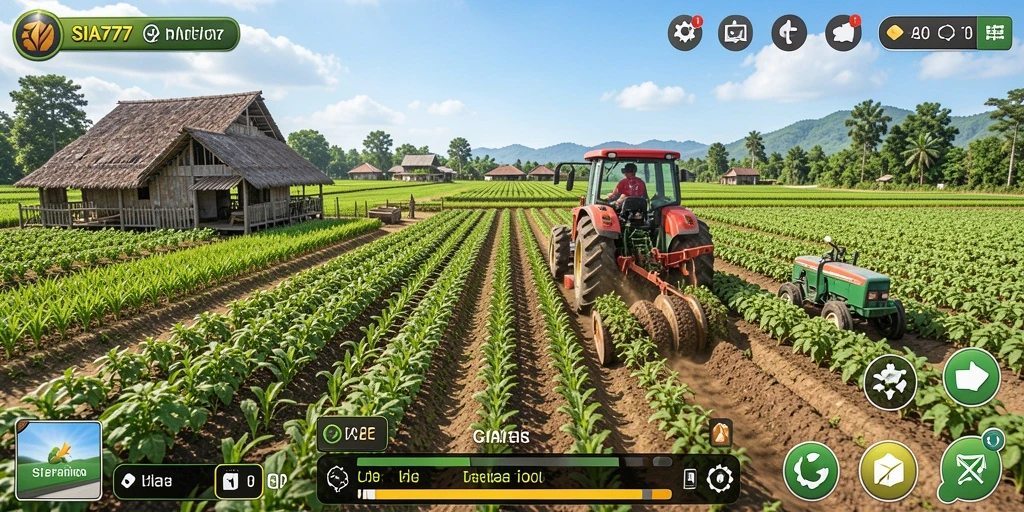 Screenshot gameplay SIA777 menampilkan aktivitas bertani yang seru dan interaktif.