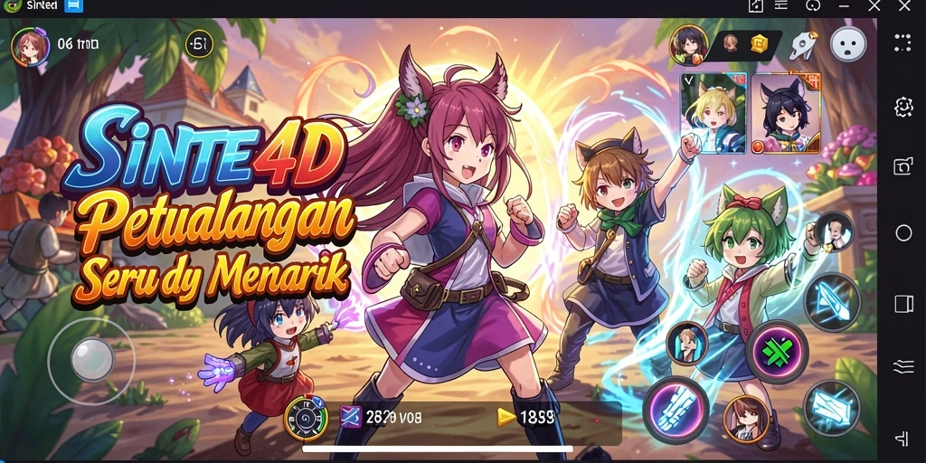 Tampilan gameplay <strong>SINTE4D</strong> yang menakjubkan dengan aksi karakter anime.